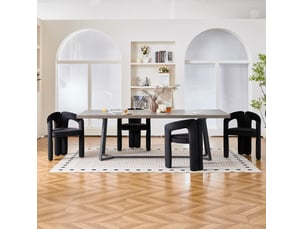 Lot de 4 chaises de salle à manger avec accoudoirs, mousse, velours couleur noir, design moderne