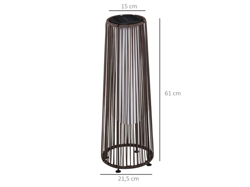  Lampe solaire de jardin led automatique effet rotin marron, h 61 x ø 21,5 cm  - Conforama C