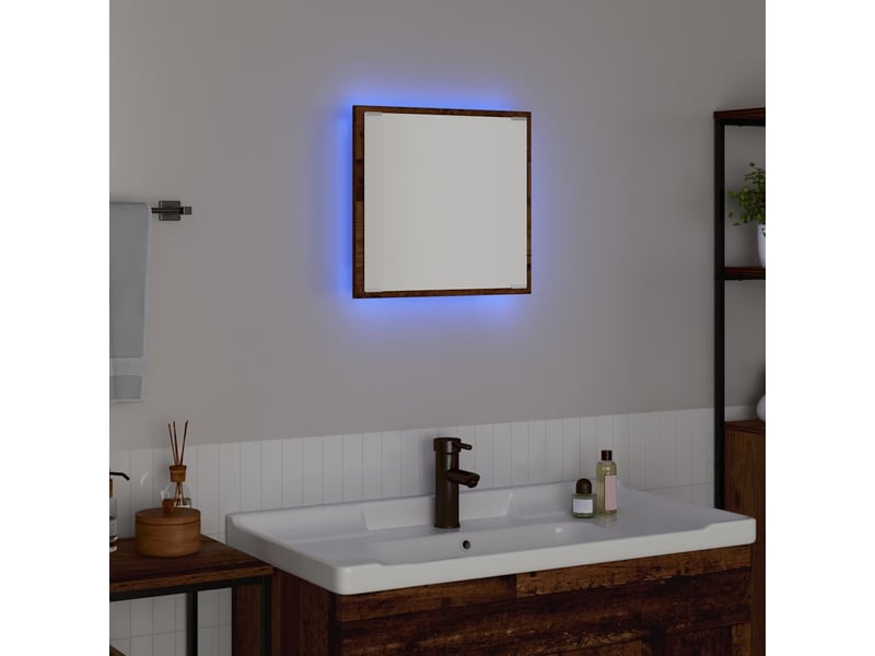  Miroir de salle de bain, miroir de toilette led bois ancien 40 x 37 x 8.5 cm cf62559  - Conforama D