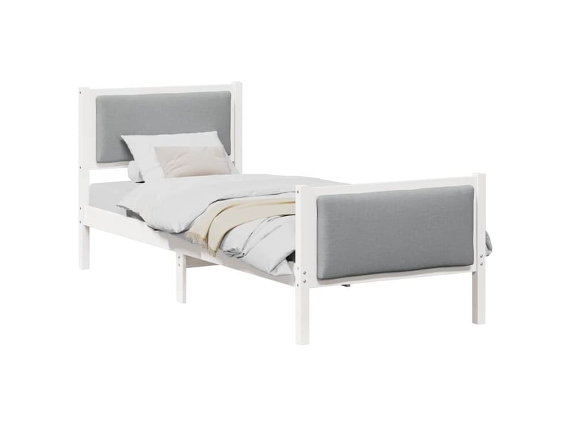  Lit simple- lit adulte -  cadre de lit avec tête de lit gris clair 80 x 200 cm tissu  - Conforama B