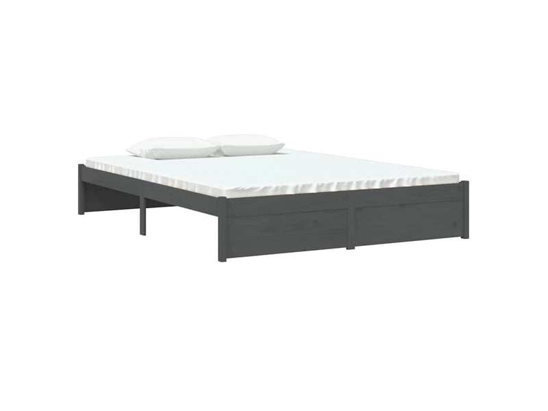  Lit double- lit adulte -  cadre de lit sans matelas gris bois massif 135x190 cm  - Conforama B
