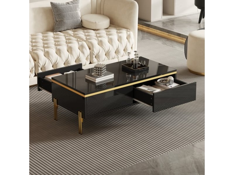 Table basse moderne laquée à haute brillance 100x50x36 cm – multifonctionnelle, table d’appoint salon - Conforama D