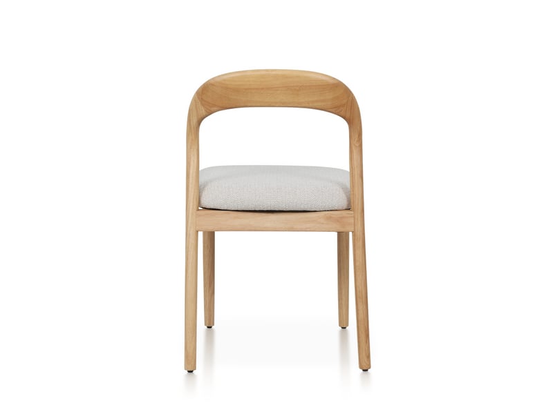  Chaise elena en bois d'hévéa et tissu chiné rembourré beige  - Conforama E