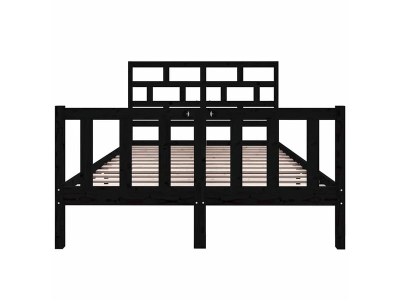 Lit double- lit adulte -  cadre de lit sans matelas noir bois de pin massif  - Conforama C