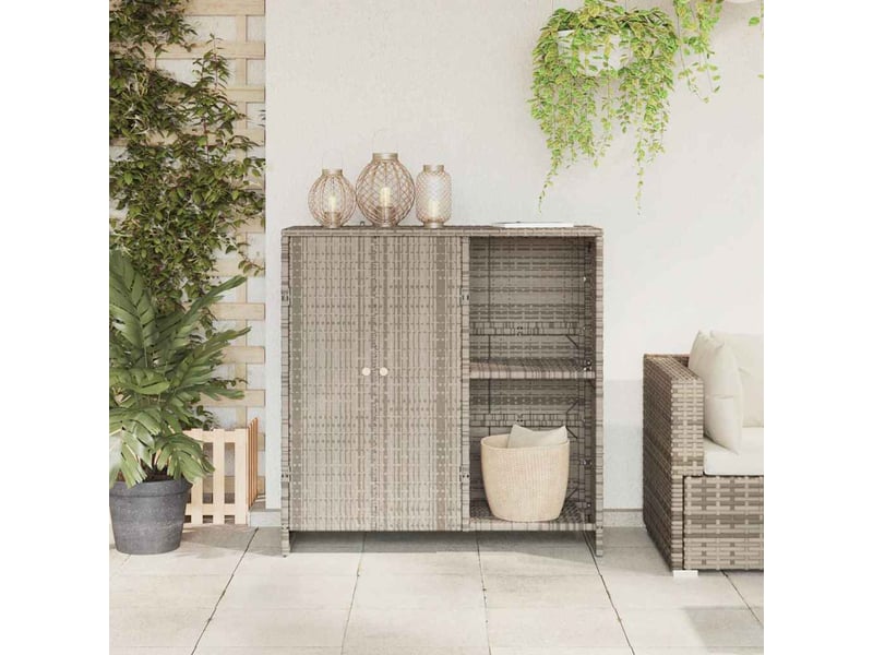 Meuble de rangement, armoire de rangement gris clair 100x36x102 cm rotin  - Conforama C