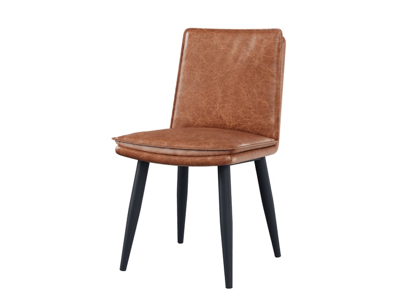  Lot de 4 chaises de salle à manger en pu marron avec assise rembourrée double épaisseur, style moderne  - Conforama A