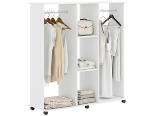 Armoire penderie ouverte mobile 2 tringles 3 étagères blanc 120 x 40 x 128 cm