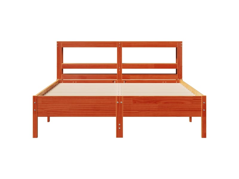 Lit double- lit adulte - cadre de lit sans matelas marron 160x200cm bois pin massif - Conforama C