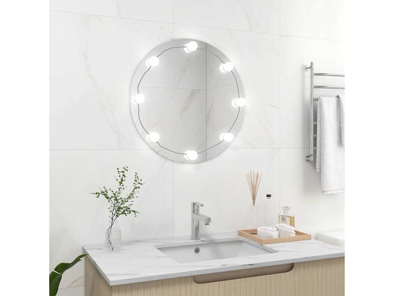 Miroir mural avec lampes led rond verre cf62813  - Conforama C