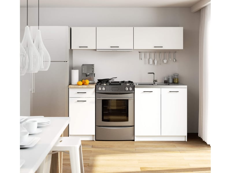  Ensemble de cuisine akord oliwia g1 blanc 180 cm 6 portes 1 tiroir façade blanche 6 étagères 180x46x174 cm Oliwia G1 1.8M - Conforama B