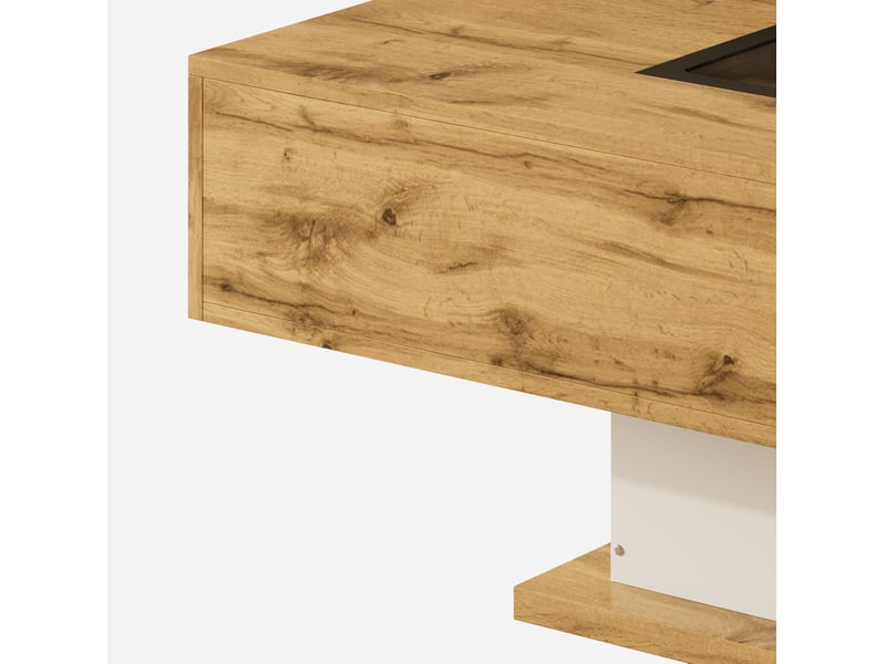  Table basse 110.2x60x39.7 cm led réglable par application panneau de particules blanc, couleur bois et noir  - Conforama D