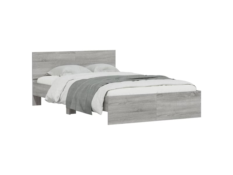  Cadre de lit avec tête de lit et led sonoma gris 120x190 cm  - Conforama E