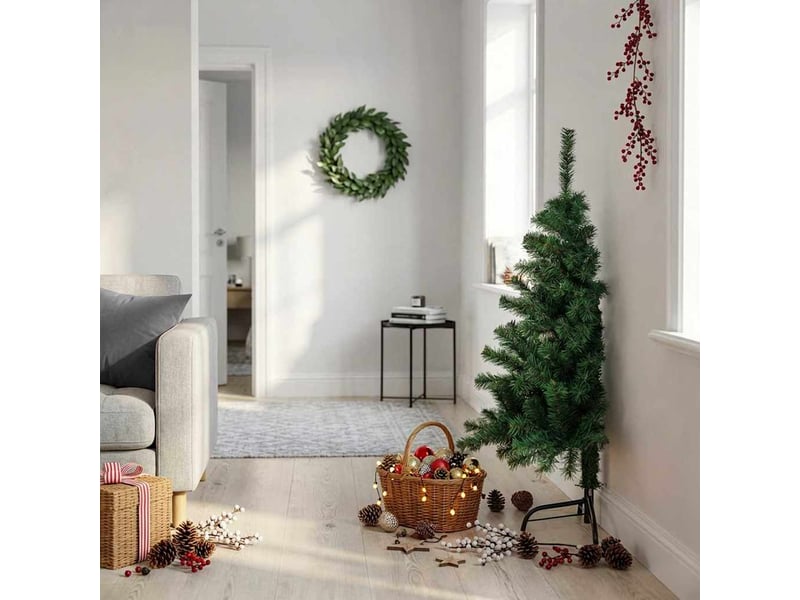  Sapin de noël - arbre de noël artificiel moitié avec support vert 120 cm pvc  - Conforama B