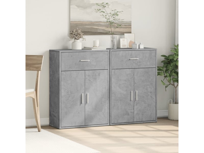  Buffets 2 pcs - bahut - meuble de rangement gris béton 60x30x84 cm bois d'ingénierie  - Conforama C