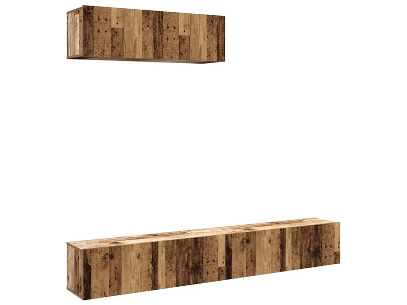  Lot de 3 meuble tv mural, meuble tv suspendu vieux bois 100x30x30 cm bois ingénierie  - Conforama A