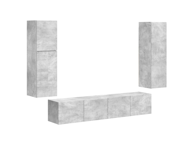  Ensemble meuble tv - banc tv - meuble de rangement 4 pcs gris béton bois d'ingénierie  - Conforama A