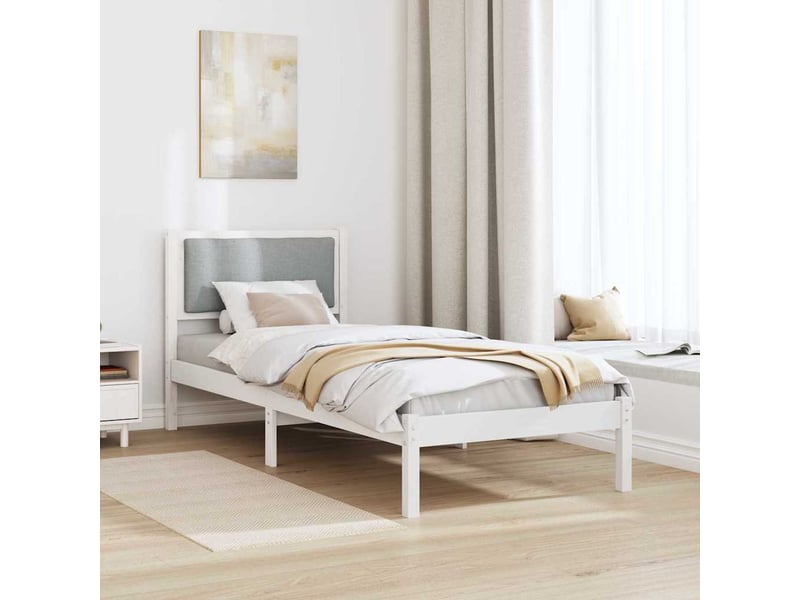  Lit simple- lit adulte -  cadre de lit avec tête de lit gris clair 80 x 200 cm pin massif  - Conforama C