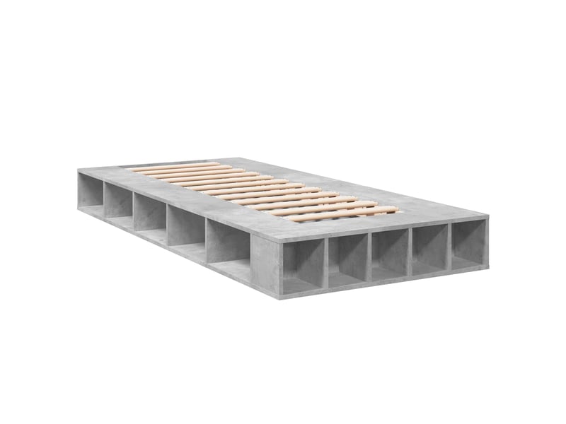  Lit simple- lit adulte -  cadre de lit avec rangement avec étagère gris béton 80 x 200 cm  - Conforama B