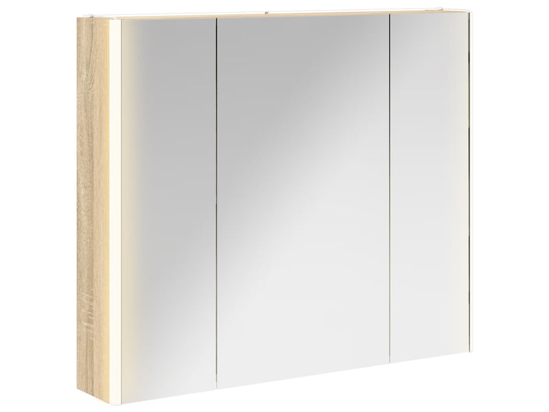 Armoire miroir salle de bain, meuble de rangement chêne sonoma shl7367 - Conforama A
