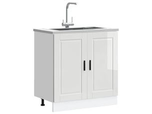 Meuble de cuisine, meuble bas pour évier blanc brillant 80x46x81,5cm