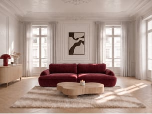 Canapé droit convertible <strong>BOBOCHIC</strong> <strong>CELESTE</strong> 4 places Tissu rouge avec coffre de rangement