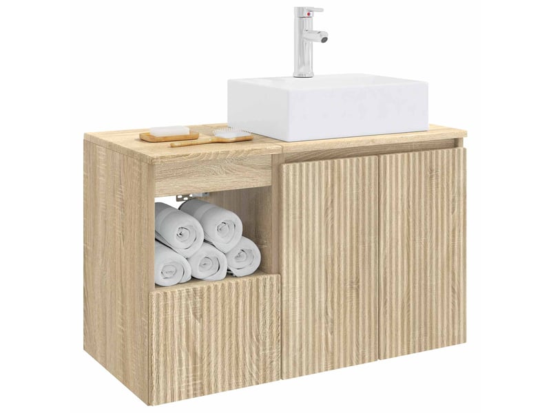 Ensemble de mobilier de salle de bain 2 pc chêne sonoma cf64131 - Conforama C