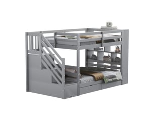 Lit superposé 90x200 cm STILVORA coloris gris