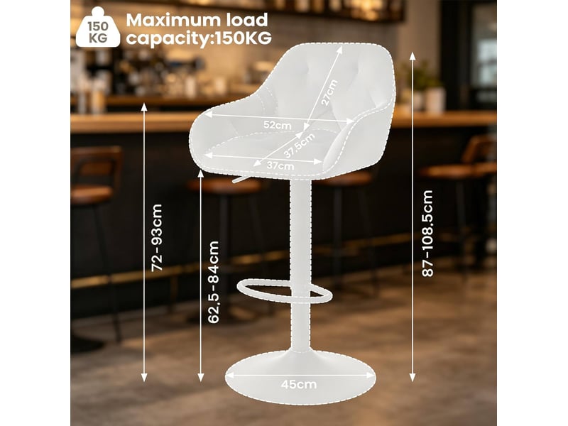  Lot de 2 tabourets de bar réglables en velours noir pivotants à 360°  - Conforama C
