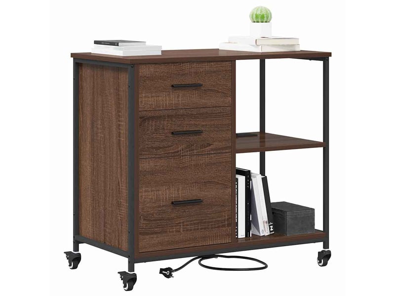 Commode chambre, cabinet avec station de charge 76 x 41 x 72 cm chêne brun - Conforama C
