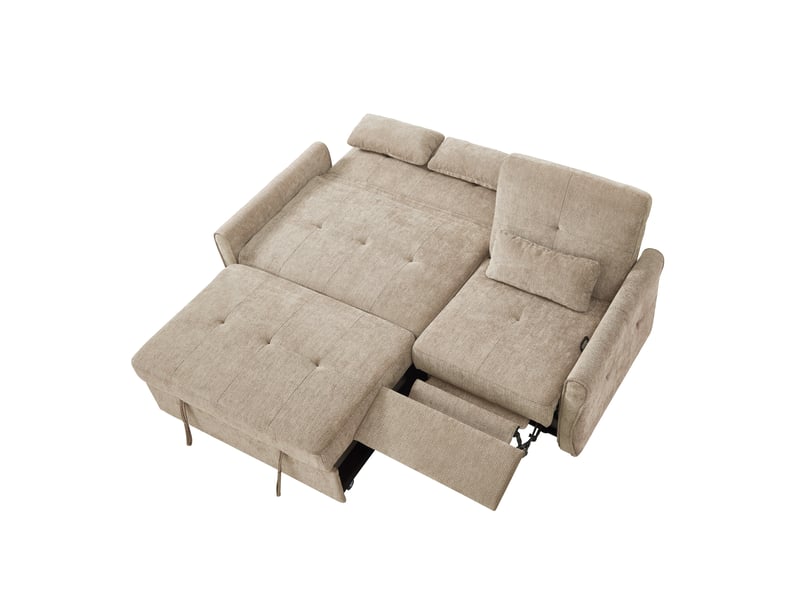 Canapé 3 places,176x148x83 cm,avec dossier réglable,chenille,marron - Conforama D