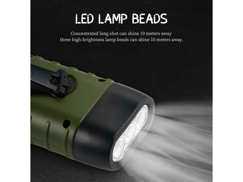 Lampe torche led portable à énergie solaire, lampe de poche solaire, lampe de poche à manivelle, avec manivelle pour camping - Conforama B