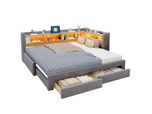 Lit extensible 90x200 cm    coloris gris