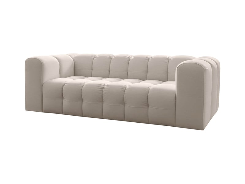 Canapé droit miloe fixe 3 places en velours - blanc MILOE - Conforama A