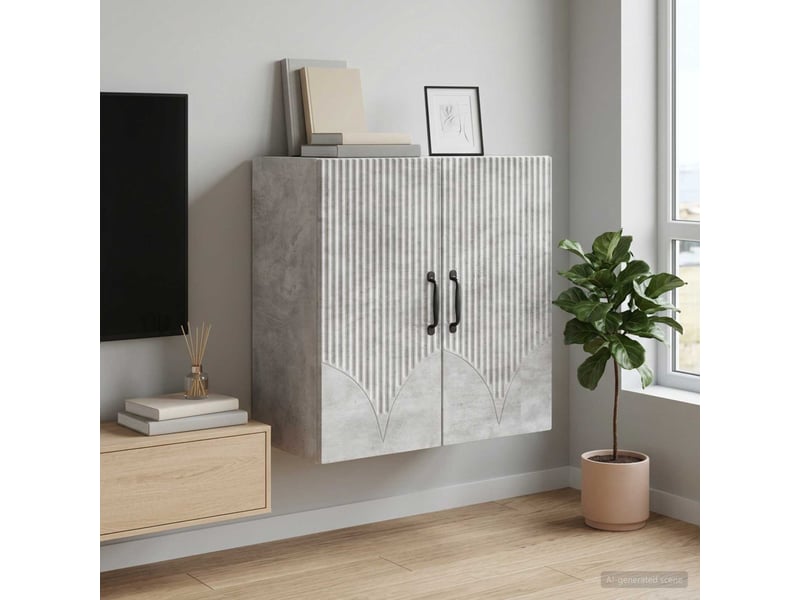 Armoire murale salon, meuble de rangement 59x31x60 cm bois d'ingénierie gris béton shl7366  - Conforama B