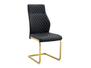Lot de 2 chaises de salle à manger en similicuir pu noir et métal doré