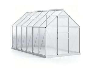 Serre de jardin accessible en aluminium et polycarbonate 4 mm, 7,1 m², porte coulissante et aération réglable