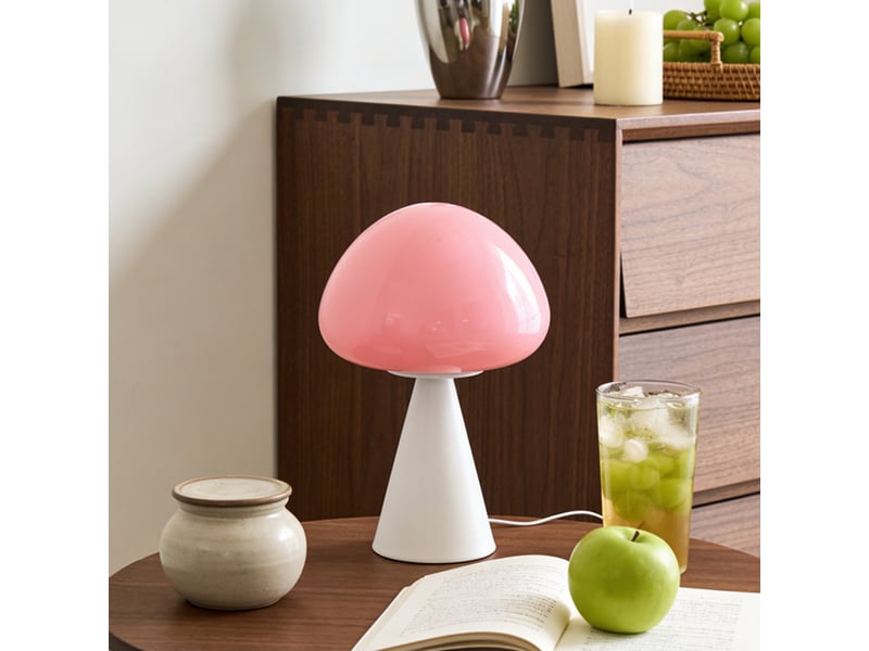  Lampe de table champignon style français – ambiance lumineuse, déco pour bureau et chevet-rose  - Conforama A