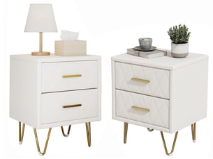 Lot de 2 table de chevet avec 2 tiroirs, table de nuit en pu beige, commode de chevet moderne pour chambre à coucher, salon