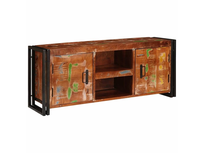  Meuble tv - banc tv - meuble de rangement multicolore 120 x 33 x 50 cm bois massif recyclé  - Conforama C