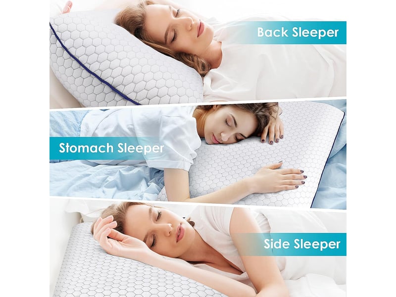  Oreiller à mémoire de forme 40x60 cm – infusé de gel rafraîchissant – coussin respirant – housse lavable – oreiller memoire forme, white  - Conforama E