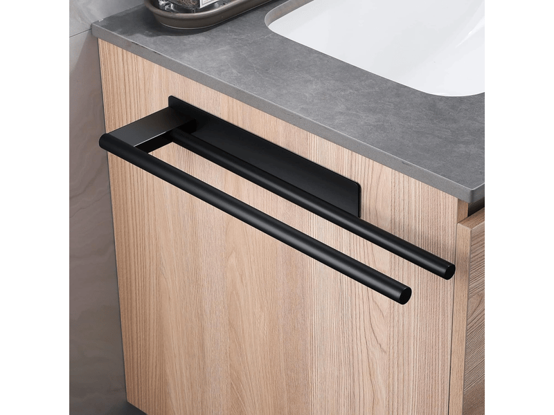  Double rod serviette support, acier inoxydable double arm self-adhésive wall mounted serviette support, suitable pour salle de bain kitchen, noir XLH-QYH-001538QYH - Conforama C