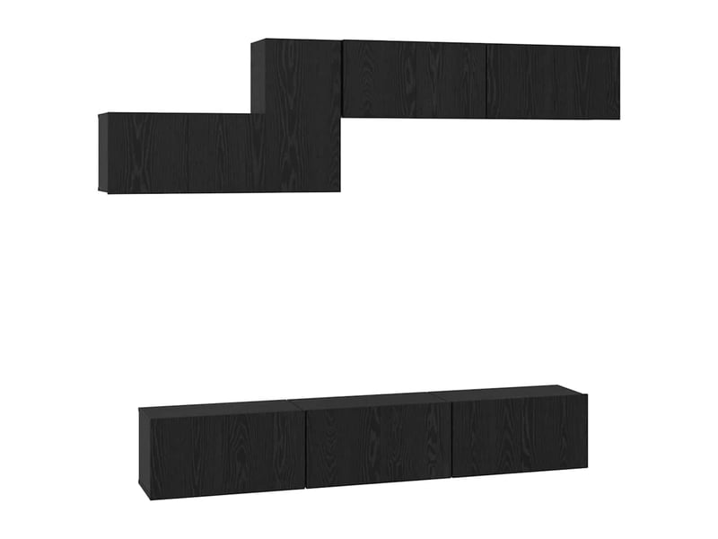  Ensemble meuble tv - banc tv - meuble de rangement 7 pcs chêne noir bois d'ingénierie  - Conforama A