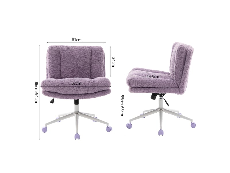  Chaise de bureau en fausse fourrure violette à assise large  - Conforama B