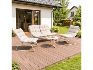 Ensemble de mobilier de jardin 4 places avec table en métal beige