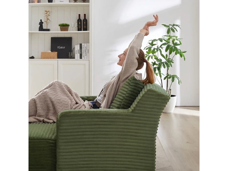  Méridienne en velours côtelé 1 place fauteuil relax vert sans montage  - Conforama D