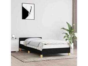 Lit adulte, lit simple, cadre de lit sans matelas noir 100x200cm tissu cf15142