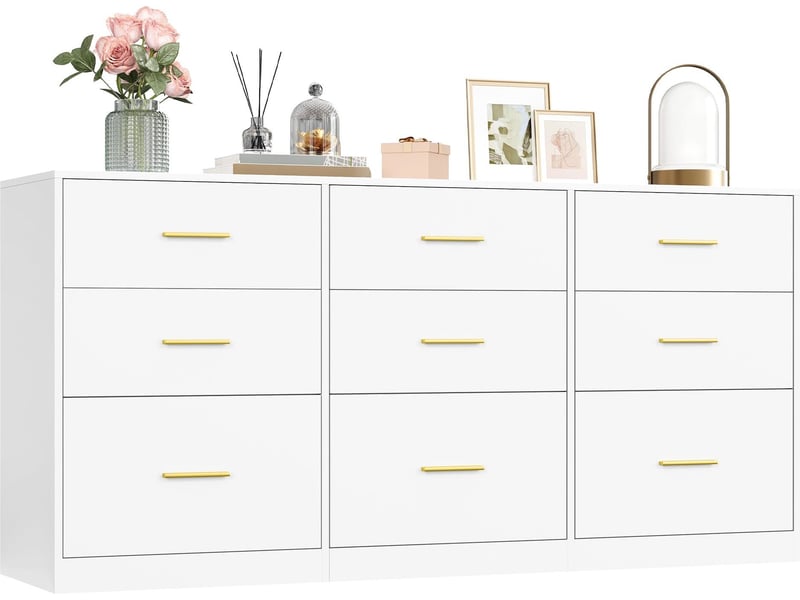  Commode de rangement moderne 40 x 160 x 78 cm 6 tiroirs design épuré meuble salon en aggloméré blanc 12_0013070  - Conforama A