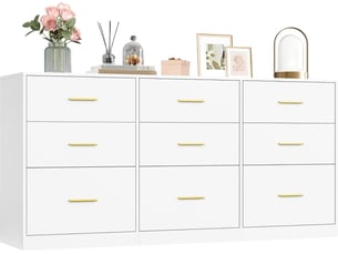 Commode de rangement moderne 40 x 160 x 78 cm 6 tiroirs design épuré meuble salon en aggloméré blanc 12_0013070