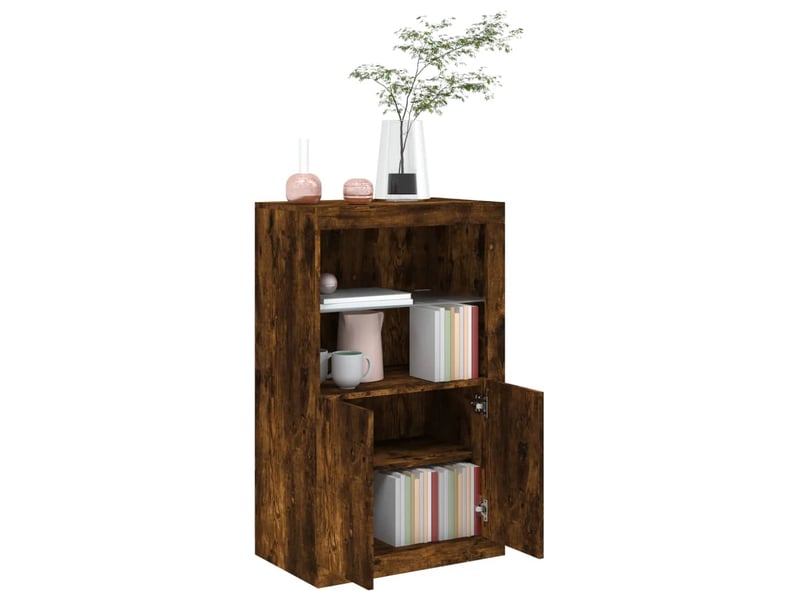  Armoire latérale avec lumières led chêne fumé bois d'ingénierie shl2382  - Conforama E