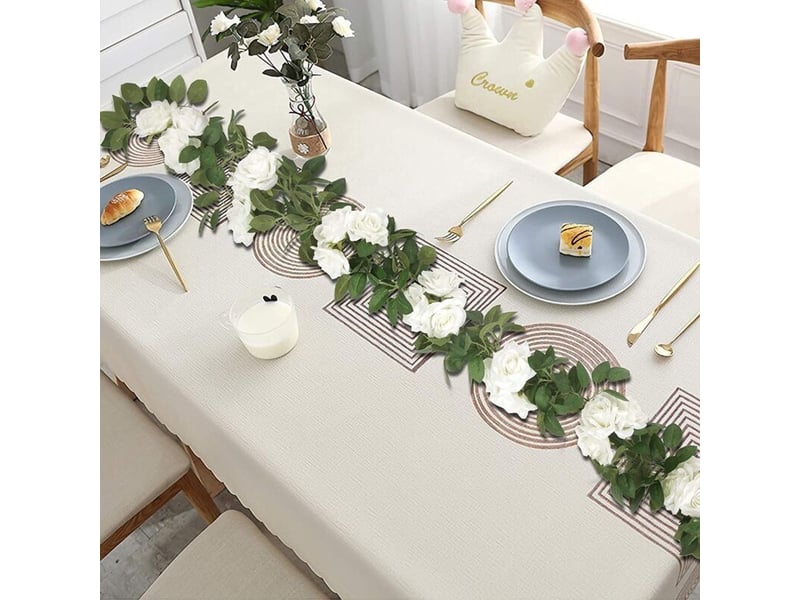 guirlande fleur artificis rose vigne decoration mariage, 4 pcs soie fleur décoration fausse plante suspendues florale pour fête jardin maison arc cérémonie mur exterieur(blanc) - Conforama D